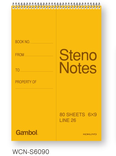 GAMBOL WCN-S6090(6"x9") 顶铁圈速记簿(80页)