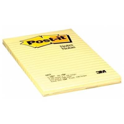 3M Post-it 663 間線便條紙 黃色 5" x 8" / 50張 x 2p