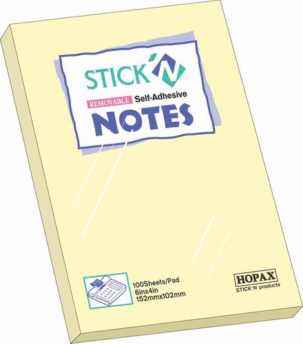 Stick <21014> 4寸 x 6寸黃色報事貼便條