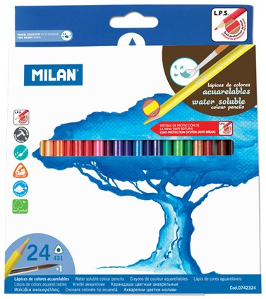 西班牙 MILAN 0742324 防断水溶24色三角木颜色