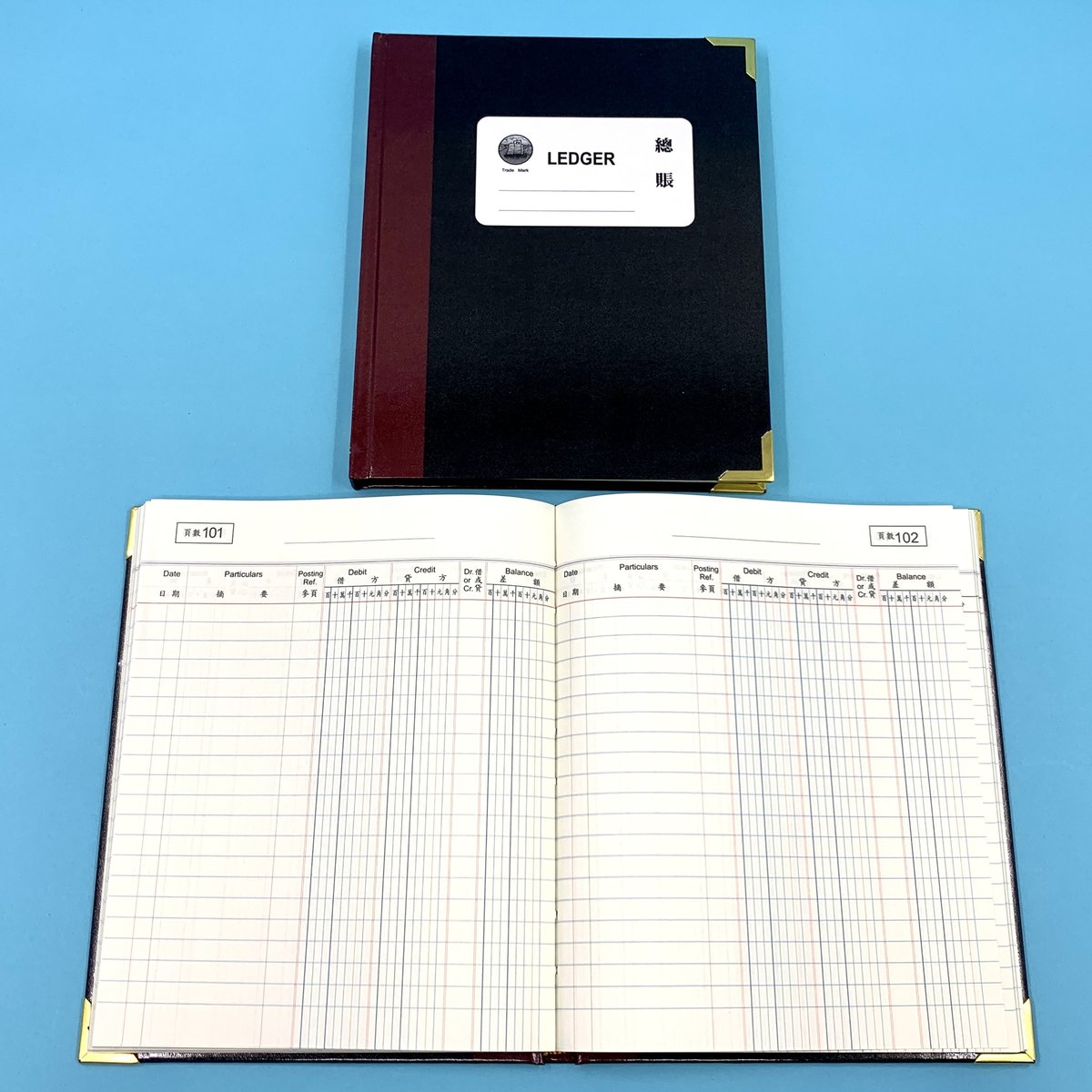 總賬 - 硬皮燙金中文賬簿 6寸 x 8寸 General Ledger Book