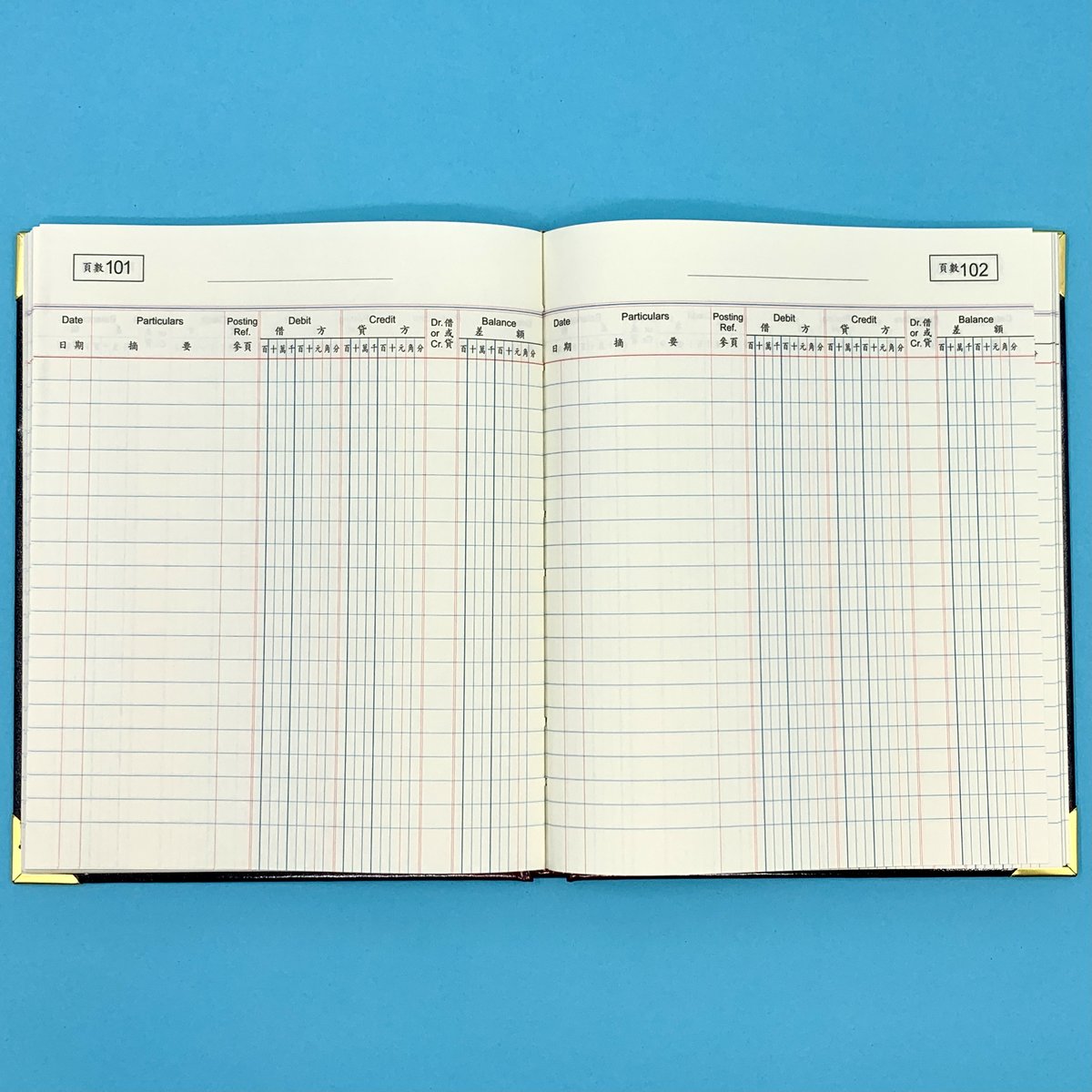 總賬 - 硬皮燙金中文賬簿 6寸 x 8寸 General Ledger Book