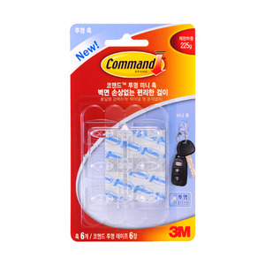 3M? Mini Hook with Command? Adhesive 17006CLR-HK, 6/Pack