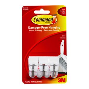 3M? Mine Hook with Command? Adhesive 17067ANZ, 3/Pack