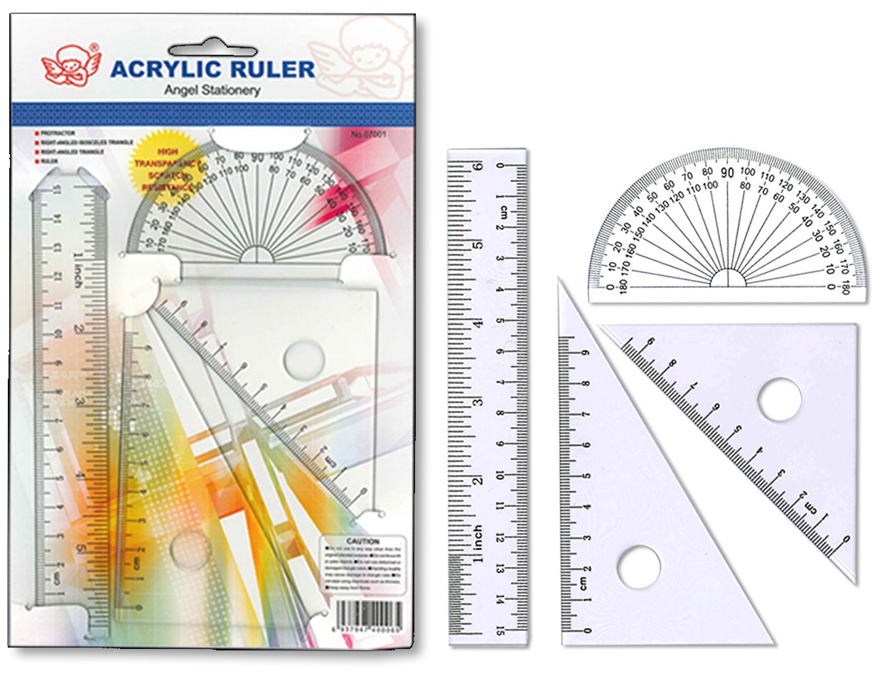 ANGEL 07001 Acrylic Ruler Set (4Pc/Set )