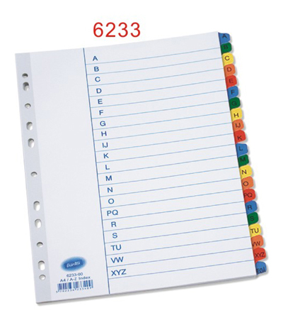 BANTEX 6233 A4 纸质颜色裱胶 A-Z 分类页