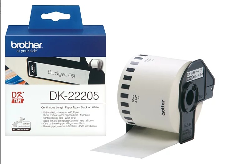 Brother DK-22205 連續白色紙質標籤帶 62mm x 30.48M