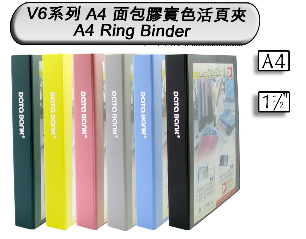DATA BANK V647 A4 实色2孔面插袋活页夾