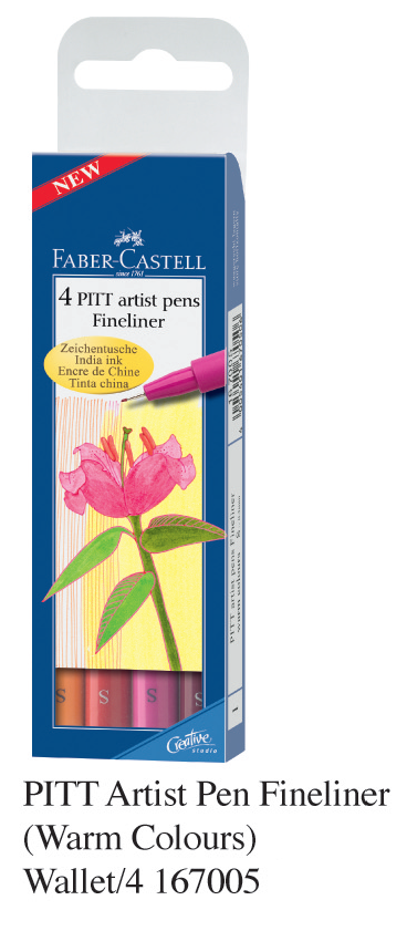 FABER 167005 PITT 美術畫筆(4支套裝) Fineliner (Warm Colours)