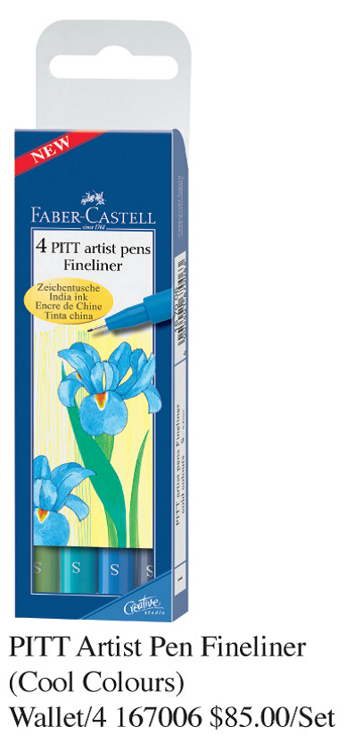 FABER 167006 PITT 美术画筆(4支套装) Fineliner (Cool Colours)
