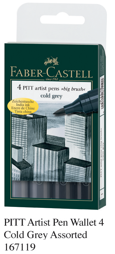 FABER 167119 PITT 美术画筆(4支套装) Cool Grey