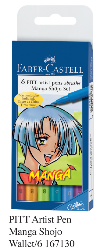 FABER 167130 PITT 美術畫筆(6色套裝) Manga Shojo