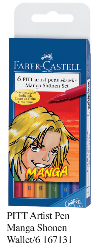 FABER 167131 PITT 美术画筆(6色套装) Manga Shonen