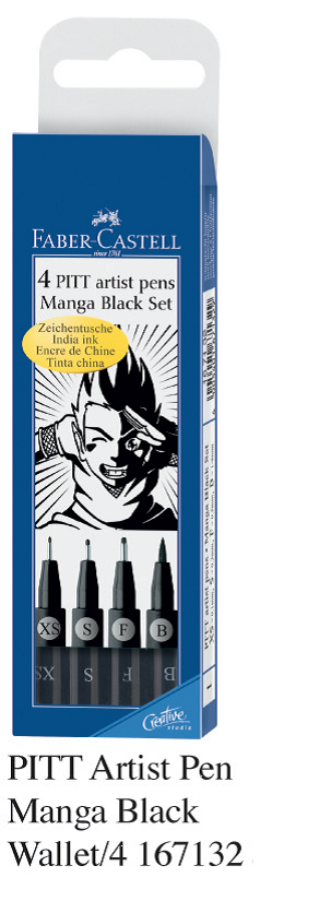 FABER 167132 PITT 美术画筆(4支套装) Manga Black