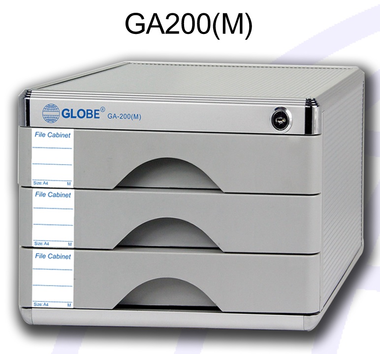 GLOBE GA200(M) 铝塑三层有锁桌上A4文件柜