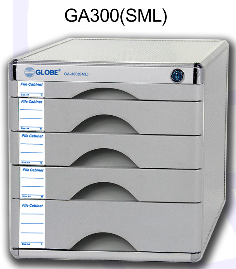 GLOBE GA300(SML) 鋁塑五層有鎖桌上A4文件櫃_1S+3M+1L