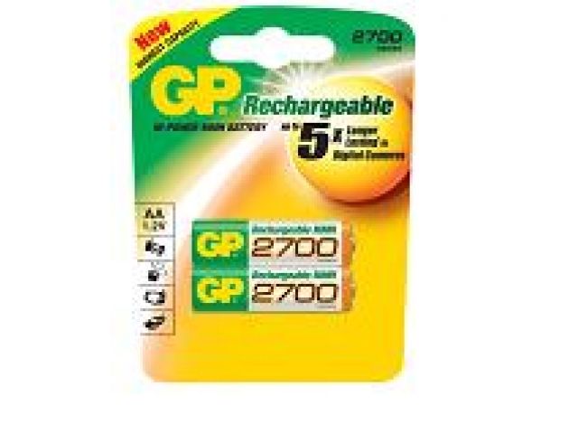 GP鎳氫(NiMH)充電池2700系列AA型號充電池2粒咭裝