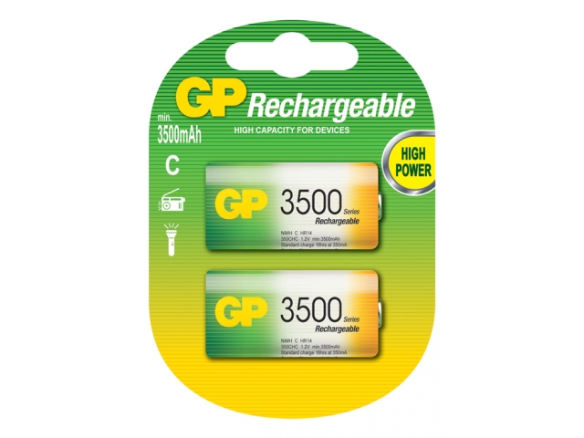 GP鎳氫(NiMH)充電池3500mAh C型號充電池2粒咭裝