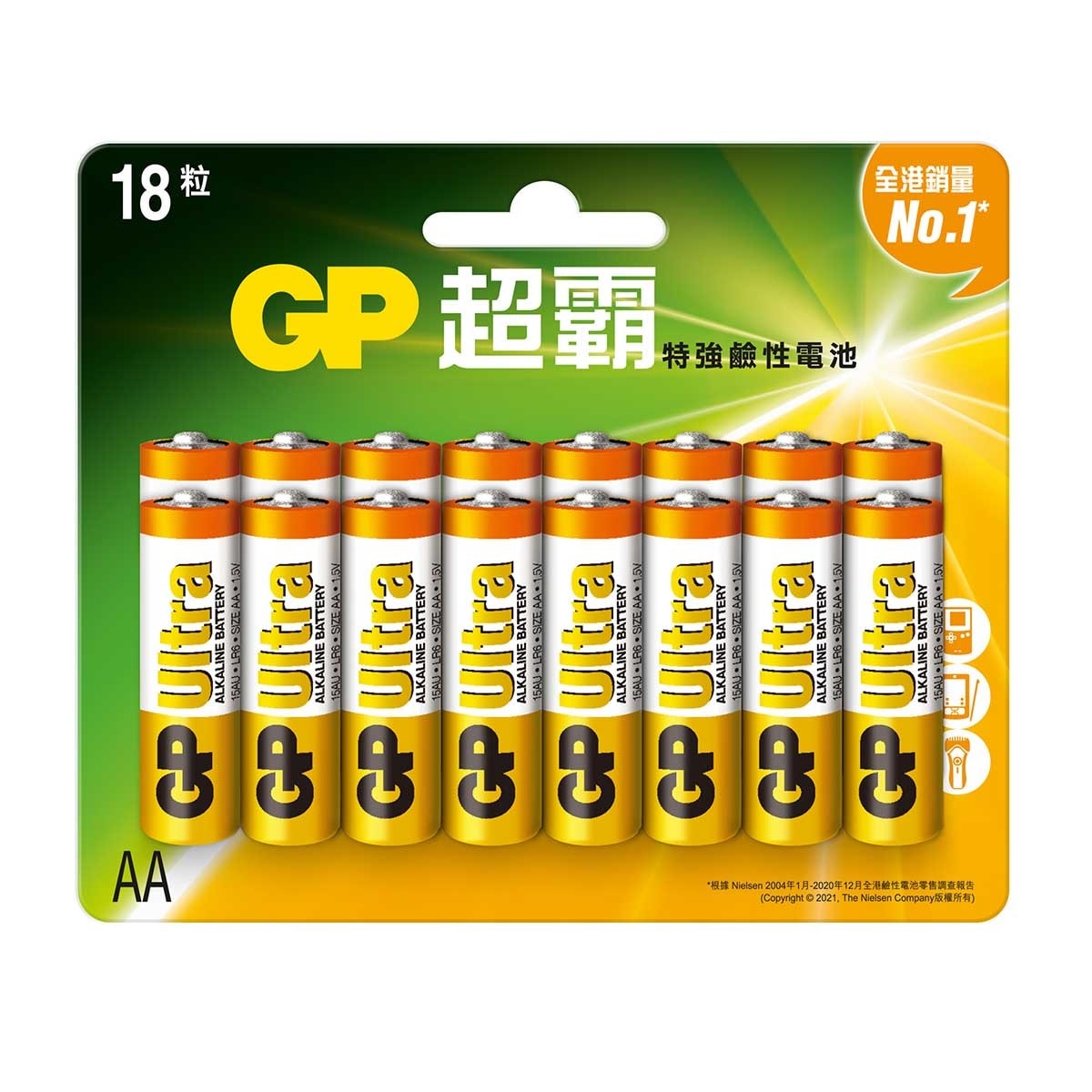 GP AA 鹼性電池 18粒裝