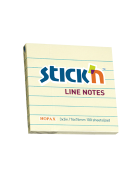 HOPAX STICK'N 21054 3inx3in Line,100sheets,Pastel paper,Yellow