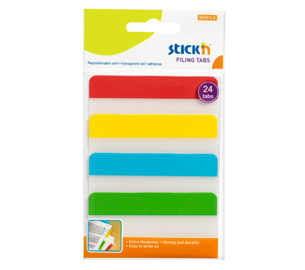 HOPAX STICK'N 21609 Filing Tabs (4 color) 38x76mm