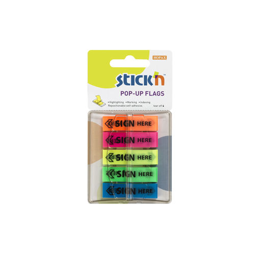 Stick  26004 "SIGN HERE"  POP-UP Flags (5 Color)