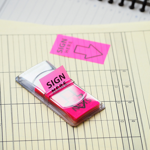 Stick  26015 螢光黃色"SIGN HERE"旗仔(50張)