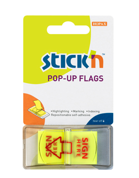 Stick  26015 "SIGN HERE" POP-UP Flags (Yellow)