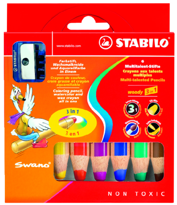 STABILO Woody 3 in 1 Extra Thick 8806-2 木顏色筆(6色套裝)