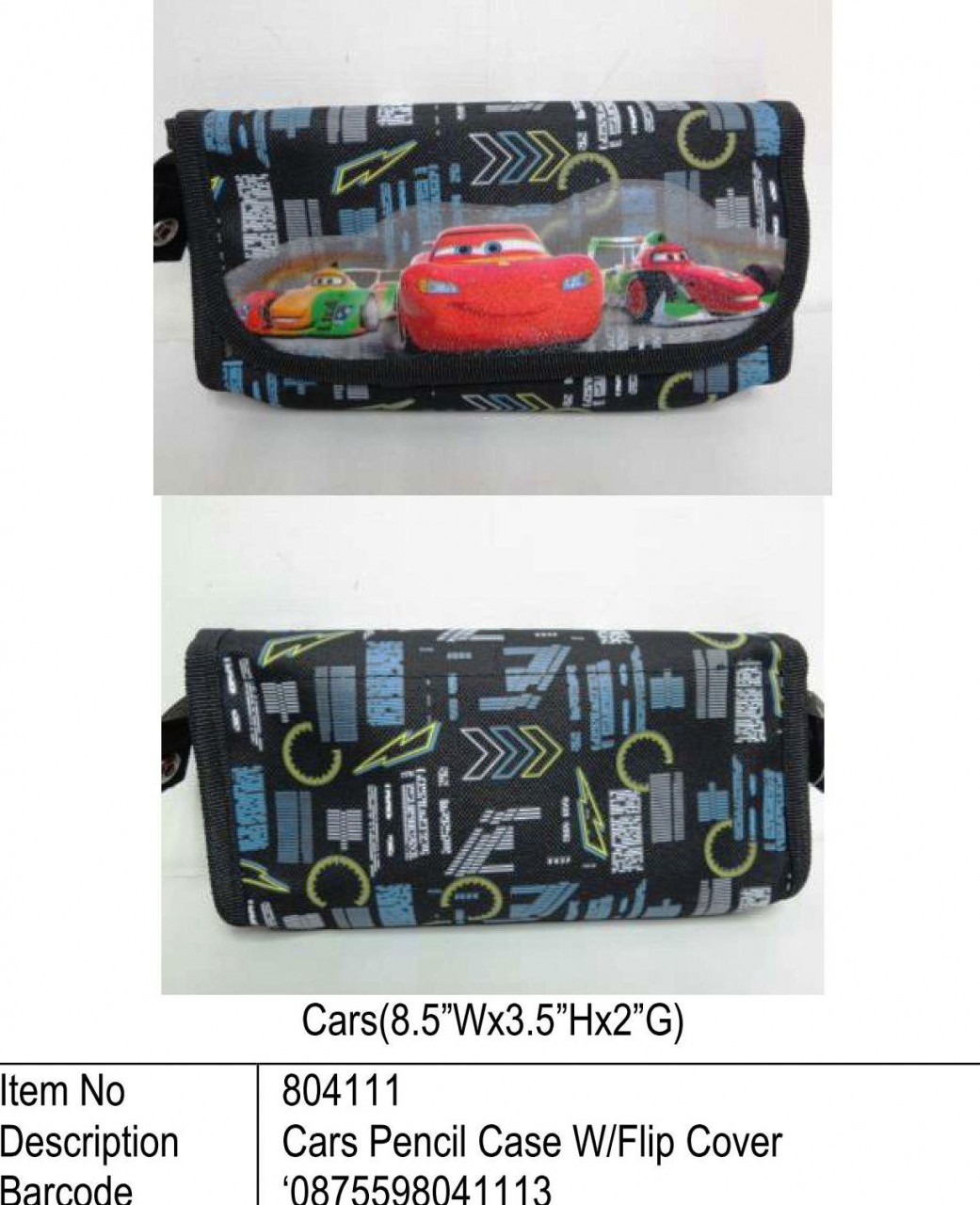 Cars?Pencil Case W/Flip Cover?804111
