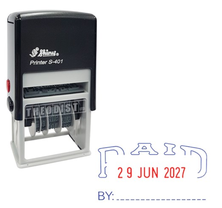 Shiny S-401 數字字句日期膠印 <PAID> BY………<自動上墨>