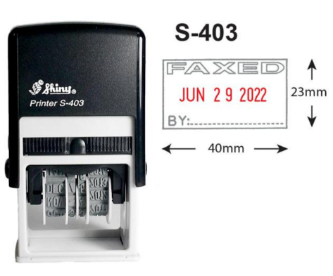 Shiny (S403) 數字字句日期膠印 <FAXED> BY………<自動上墨>