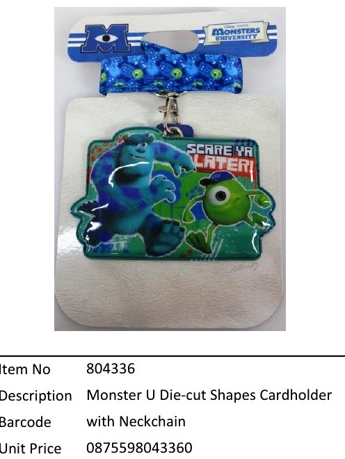 Monster U?Die-cut Shapes Cardholder with Neckchain?804336
