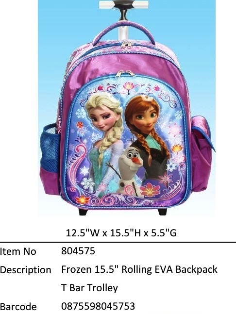 Frozen?15.5寸 Rolling EVA Backpack T Bar Trolley?804575