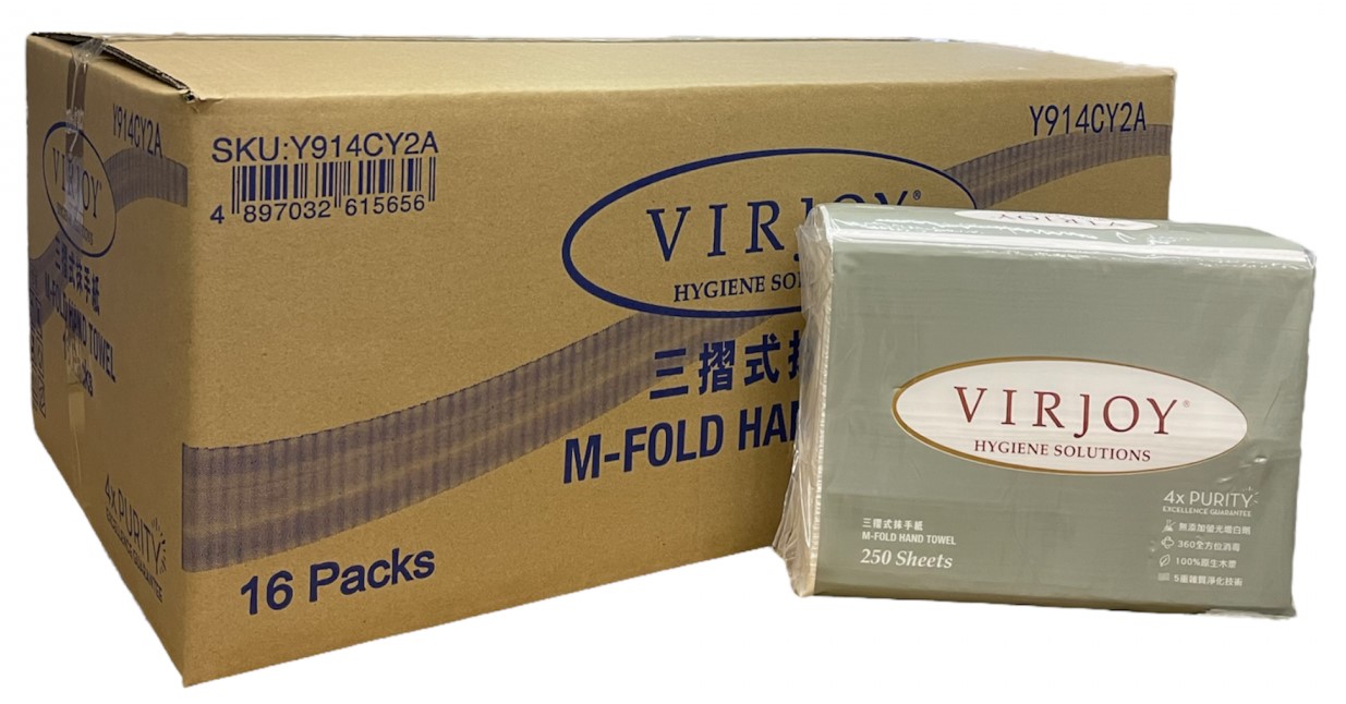VIRJOY  9" x 9 " 三摺式抹手紙 250Sheet/包