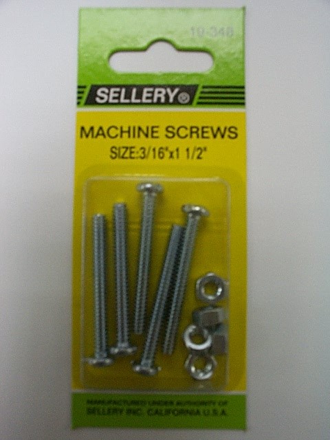 SELLERY 什錦螺絲 機絲+絲母3/16x1-1/2"  Y19348