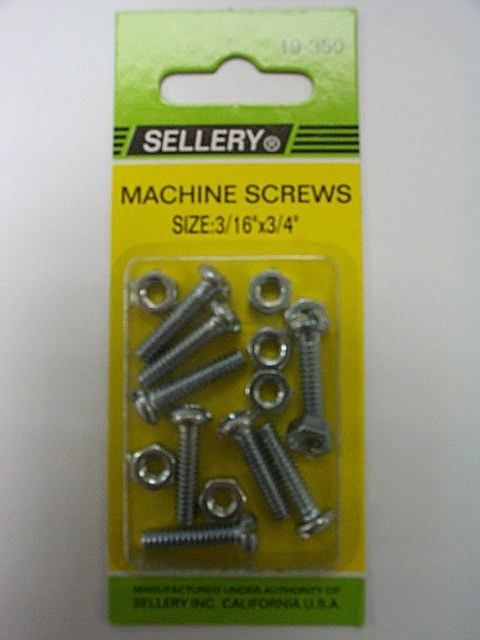 SELLERY 什锦螺丝 机丝+丝母3/16x3/4"  Y19350