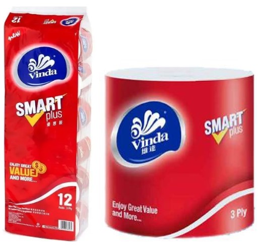 Vinda Smart Plus Tissue Paper / 3Ply / Red 12roll(150g)