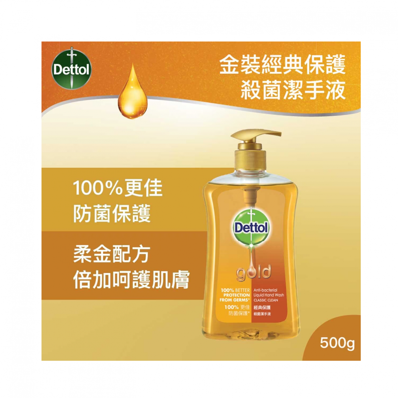 滴露 金裝經典保護殺菌潔手液 500g