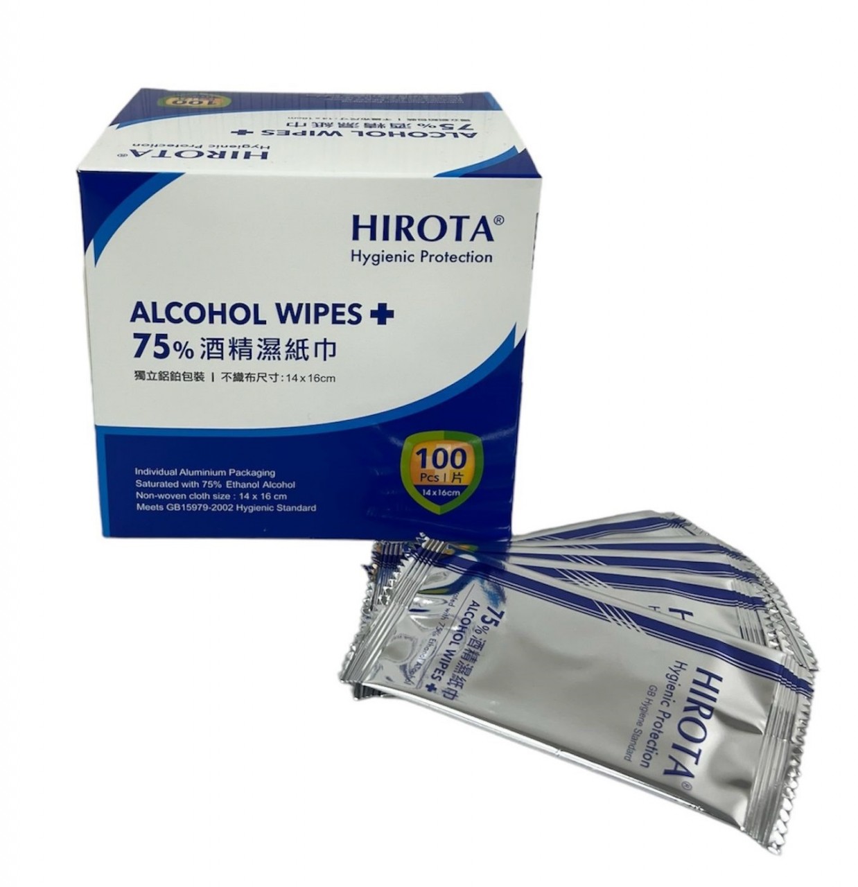 Hirota 75% 酒精湿纸巾100片 (獨立包装)