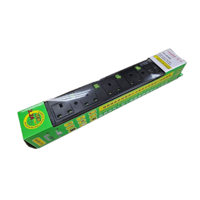 SUPER VV 4 +3.2A 2TypeC + 2 USB 4位 獨立燈掣拖板 / 12 呎