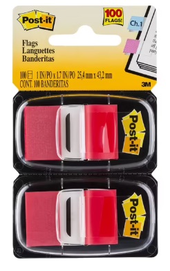 3M <680-RD2> 1" x 1-7/8" 紅色話事旗仔 <孖裝>