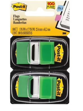 3M Index Flags <680-GN2> 1" x 1-7/8" / Green <Twin>