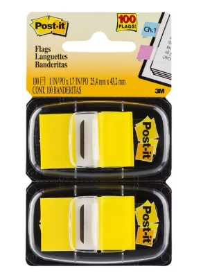 3M Index Flags <680-YW2> 1" x 1-7/8" / Yellow <Twin>