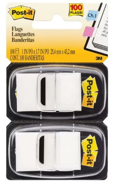 3M Index Flags <680-WE2> 1" x 1-7/8" / White <Twin>