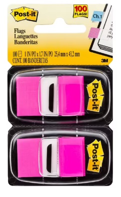 3M Index Flags <680-BP2> 1" x 1-7/8" / Bright Pink <Twin>