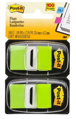 3M Index Flags <680-BG2> 1" x 1-7/8" / Bright Green <Twin>