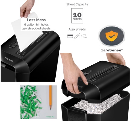 Fellowes Powershred® LX65 (4x 40mm) 粒狀碎紙 10張 22公升