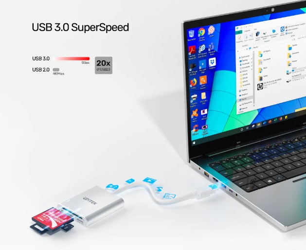 Unitek USB 3.0 3 端口存儲卡讀卡器