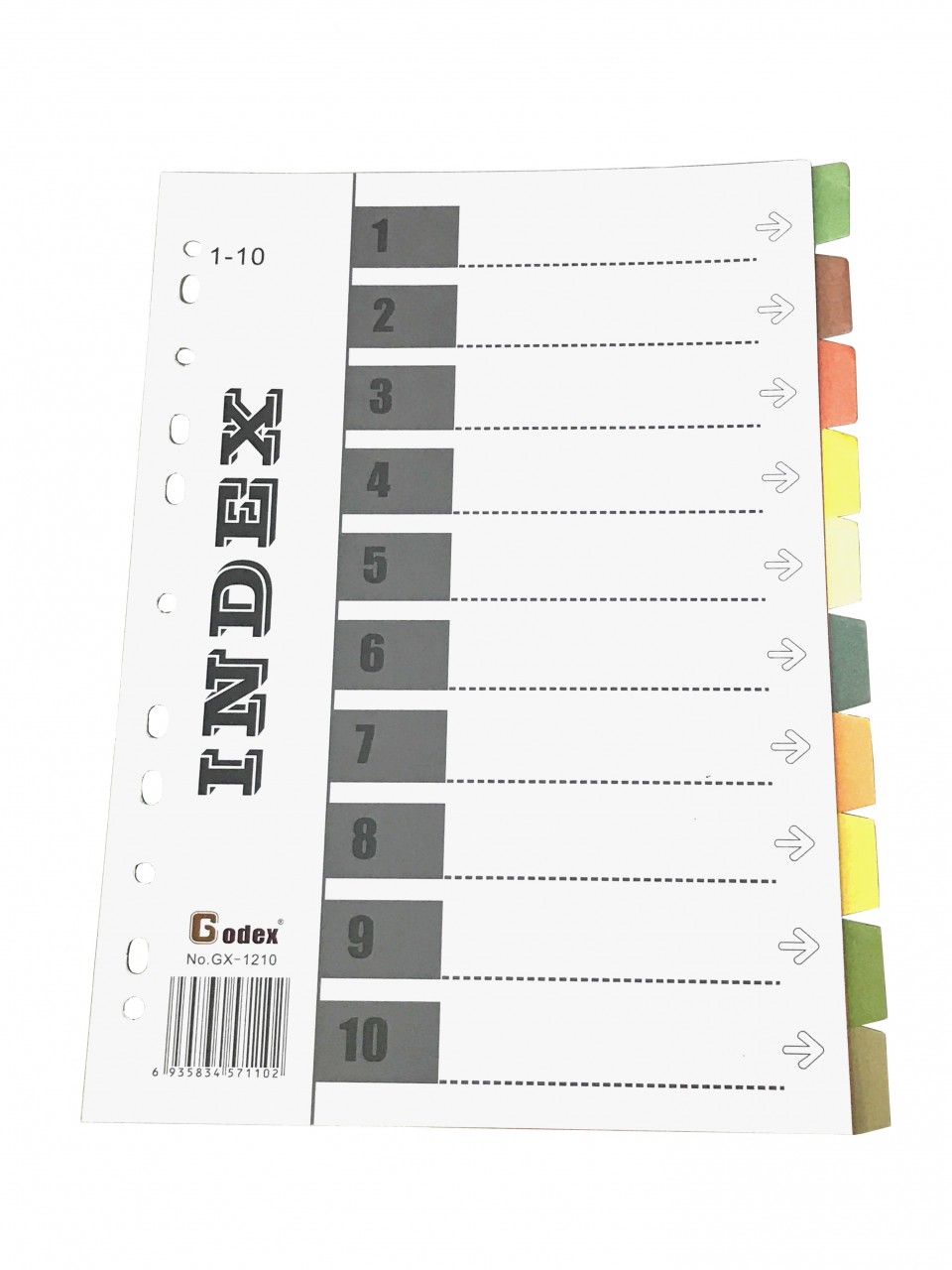 Godex GX-1210 十級彩色紙質索引 A4